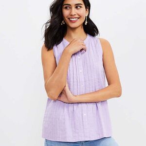 Loft Lilac Pintucked Button Top Size XS